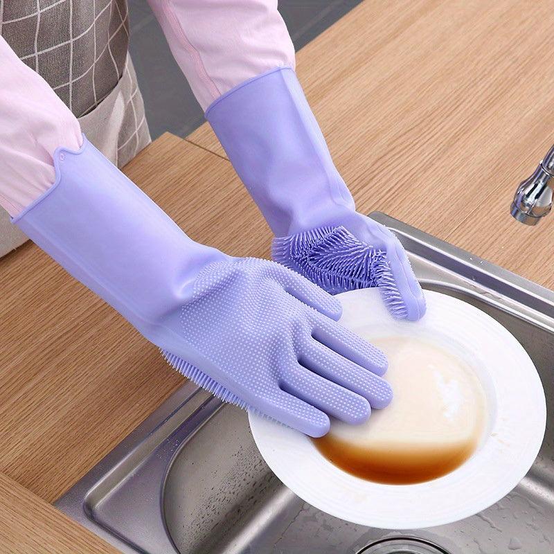 Waterproof Dishwashing Gloves Non-slip Cleaning Brush Protective Gloves