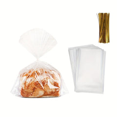 100pcs Transparent Toast Bag Bread Bag Dried Fruit Biscuit Snacks Flat Pocket