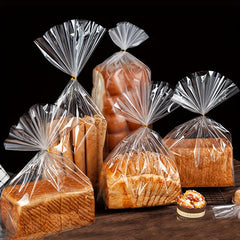 100pcs Transparent Toast Bag Bread Bag Dried Fruit Biscuit Snacks Flat Pocket