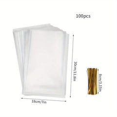100pcs Transparent Toast Bag Bread Bag Dried Fruit Biscuit Snacks Flat Pocket