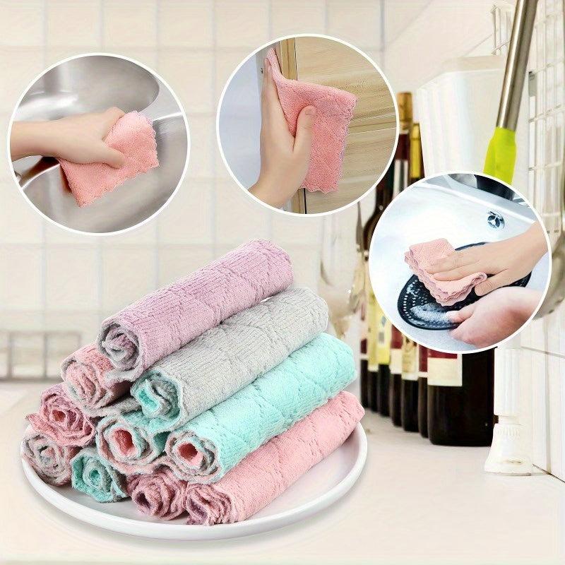 10pcs Microfiber Cleaning Cloth for Kitchen and Bathroom