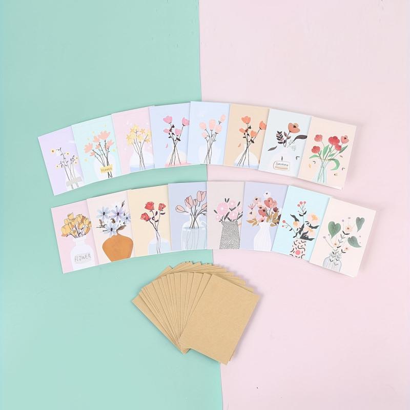 Flower Pattern Greeting Cards - Set of 16 for Family