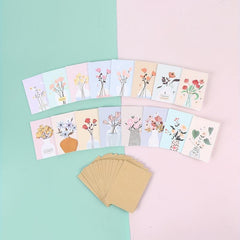 Flower Pattern Greeting Cards - Set of 16 for Family