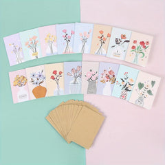 Flower Pattern Greeting Cards - Set of 16 for Family