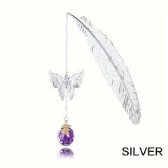 Vintage Bookmark Feather Butterfly Pendant Brass Book Mark School Office
