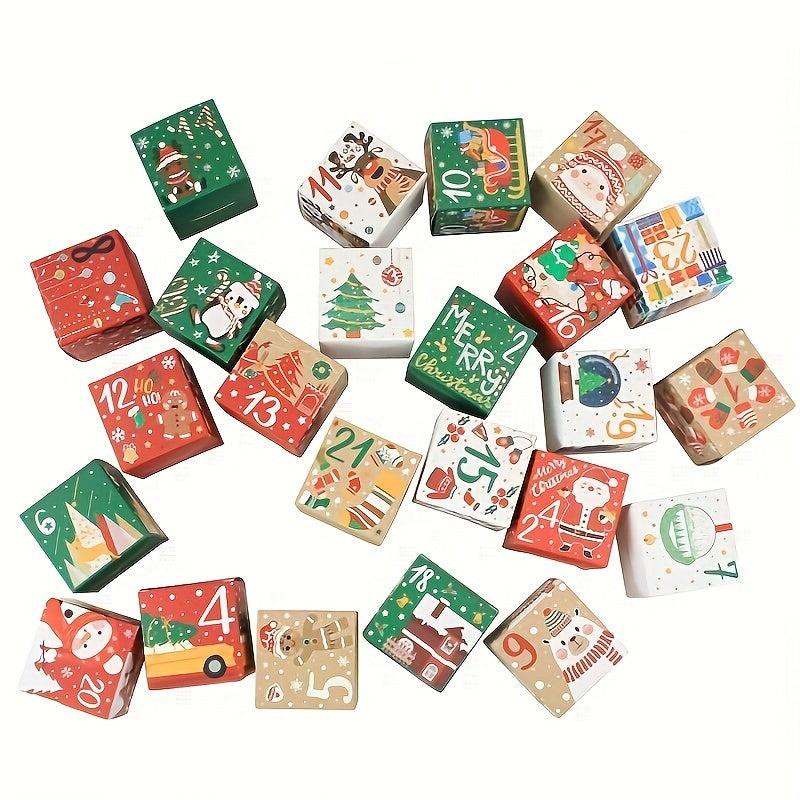 24pcs Christmas Countdown Treat Boxes Xmas Party Favors Holiday Packaging Box