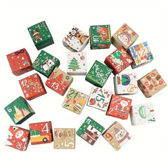 24pcs Christmas Countdown Treat Boxes Xmas Party Favors Holiday Packaging Box