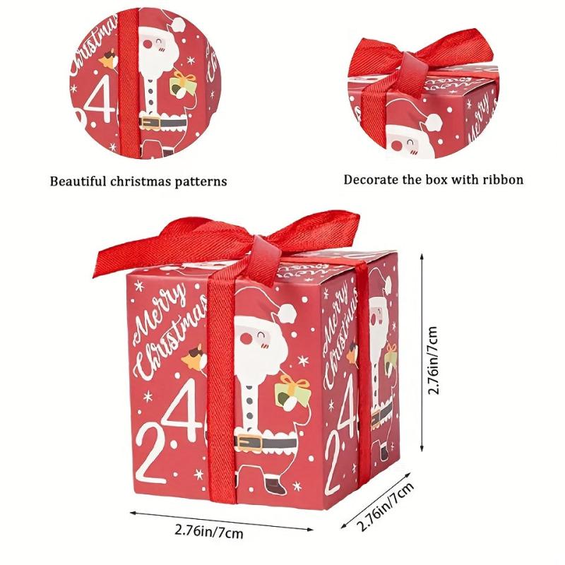 24pcs Christmas Countdown Treat Boxes Xmas Party Favors Holiday Packaging Box
