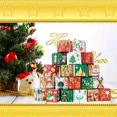 24pcs Christmas Countdown Treat Boxes Xmas Party Favors Holiday Packaging Box