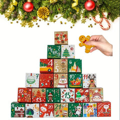24pcs Christmas Countdown Treat Boxes Xmas Party Favors Holiday Packaging Box