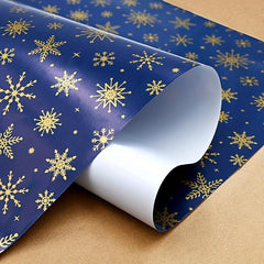 Golden Snowflake Navy Wrapping Paper Roll