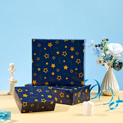 Golden Snowflake Navy Wrapping Paper Roll