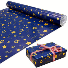 Golden Snowflake Navy Wrapping Paper Roll