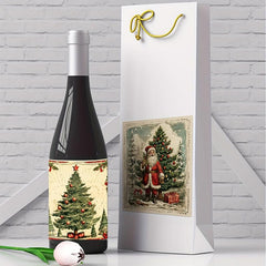 Retro Christmas Wine Bottle Stickers - Set of 9 Sheets