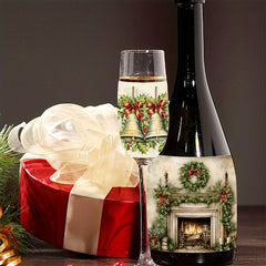 Retro Christmas Wine Bottle Stickers - Set of 9 Sheets