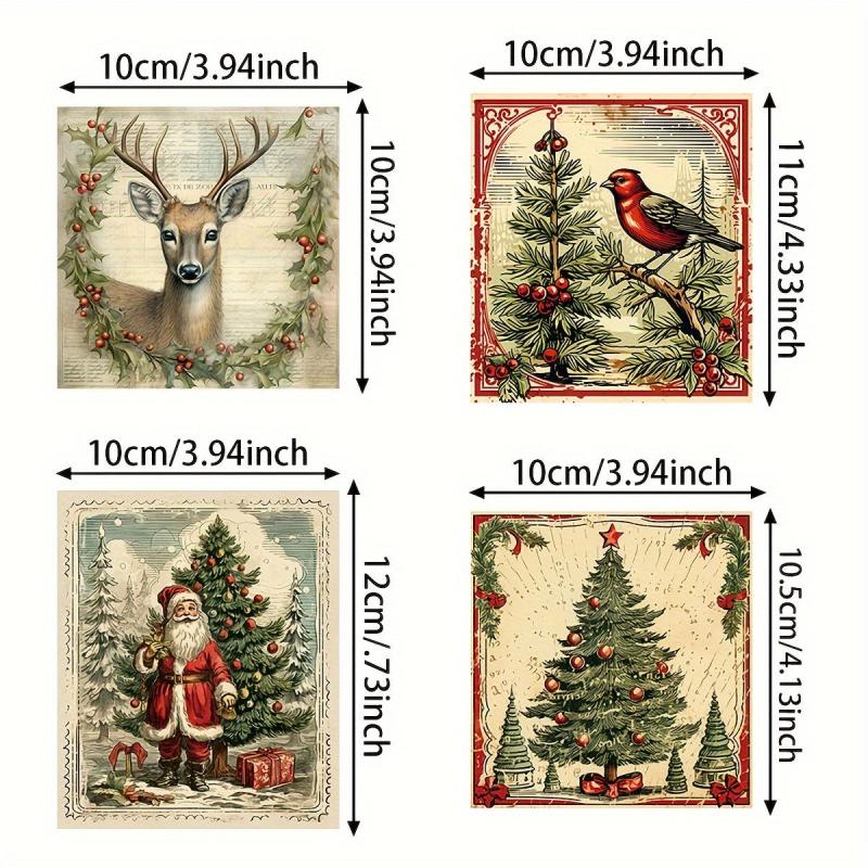 Retro Christmas Wine Bottle Stickers - Set of 9 Sheets