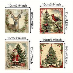 Retro Christmas Wine Bottle Stickers - Set of 9 Sheets
