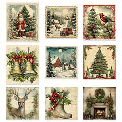 Retro Christmas Wine Bottle Stickers - Set of 9 Sheets