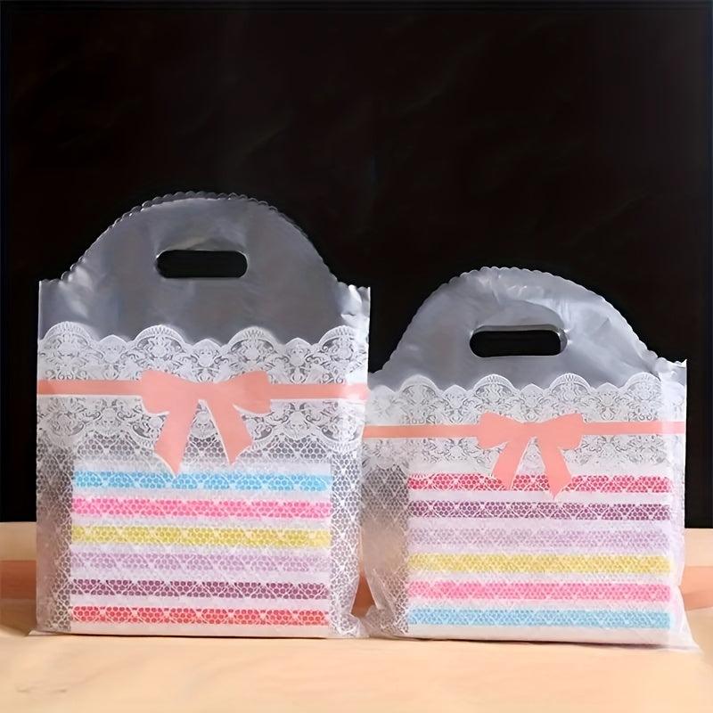 5pcs Transparent Bow Cosmetic Gift Bag Plastic Tote Bag Shopping Bag