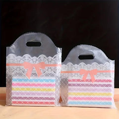 5pcs Transparent Bow Cosmetic Gift Bag Plastic Tote Bag Shopping Bag