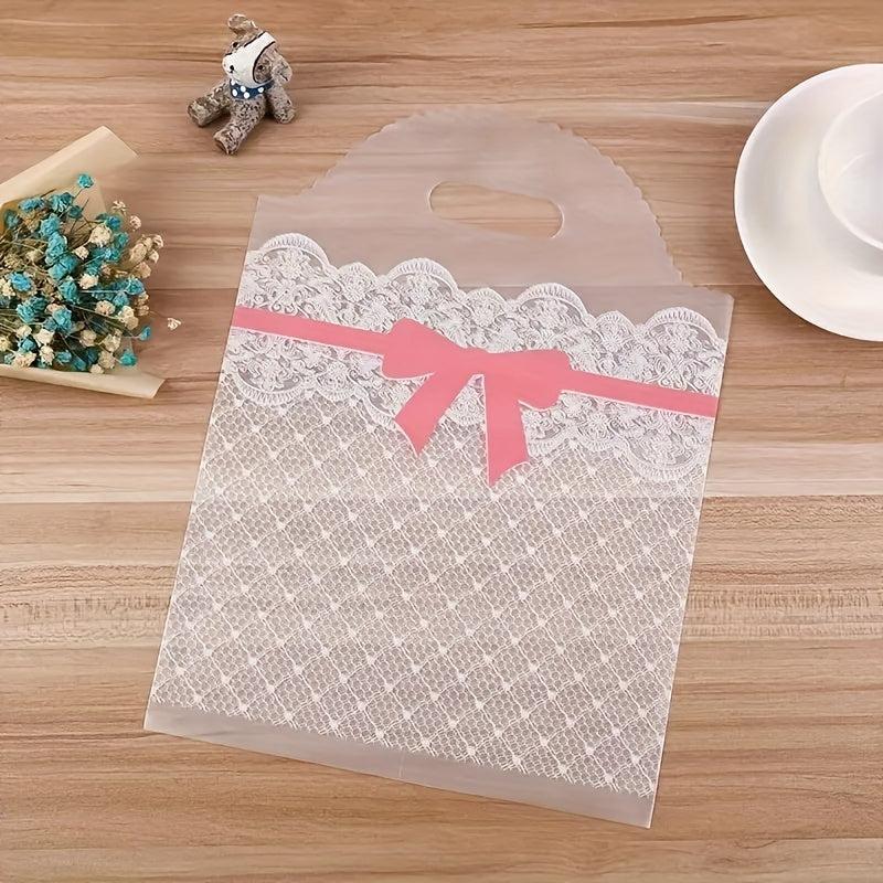 5pcs Transparent Bow Cosmetic Gift Bag Plastic Tote Bag Shopping Bag