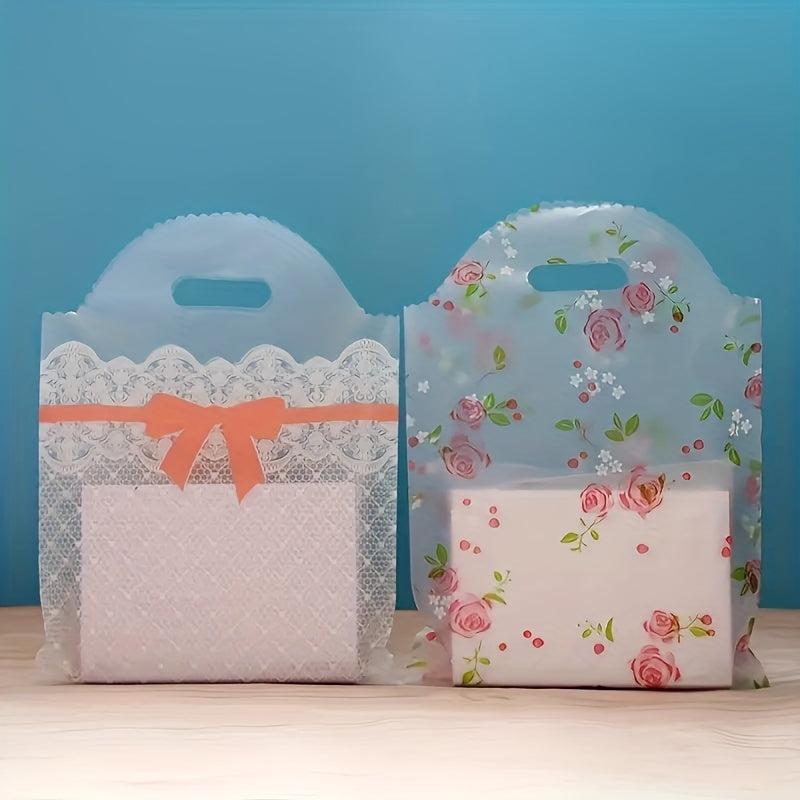 5pcs Transparent Bow Cosmetic Gift Bag Plastic Tote Bag Shopping Bag