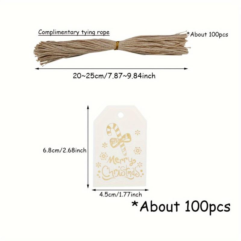 100pcs Christmas Merry Stamping Hanging Tag Gift Packaging Paper Label