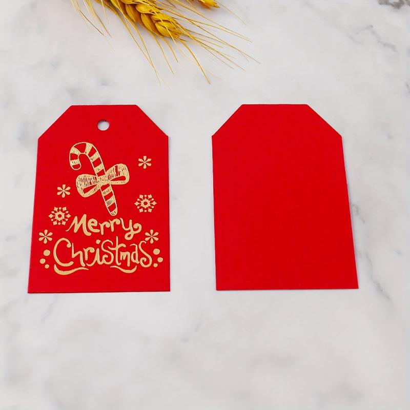 100pcs Christmas Merry Stamping Hanging Tag Gift Packaging Paper Label
