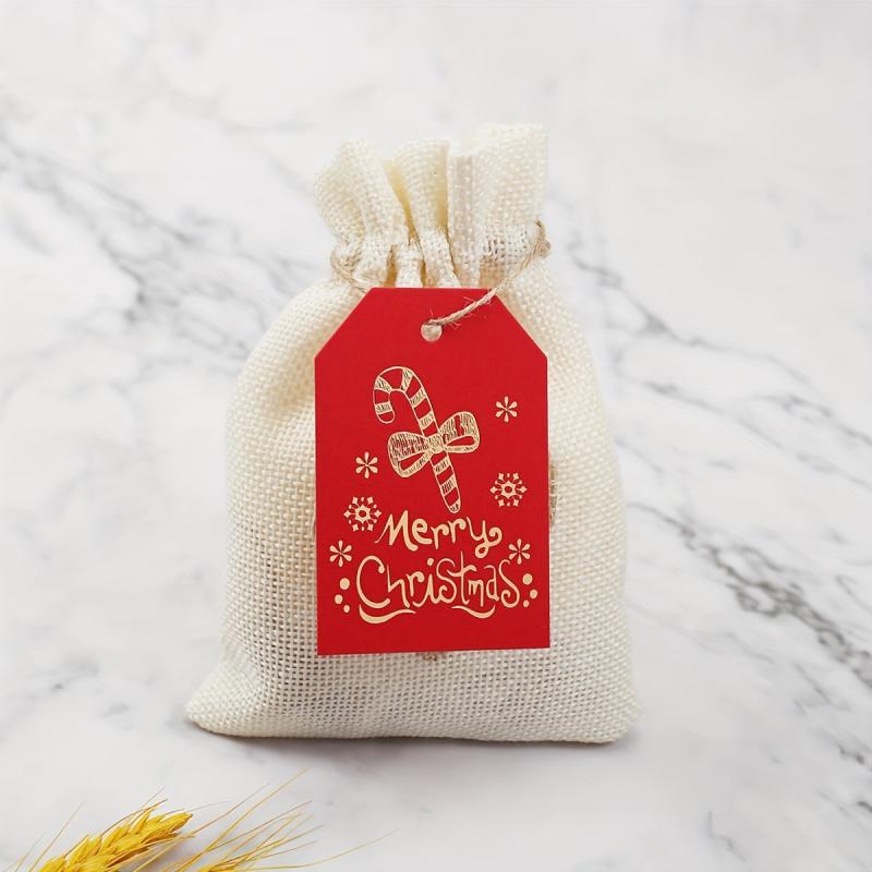 100pcs Christmas Merry Stamping Hanging Tag Gift Packaging Paper Label