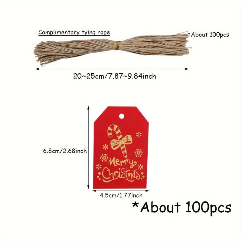 100pcs Christmas Merry Stamping Hanging Tag Gift Packaging Paper Label
