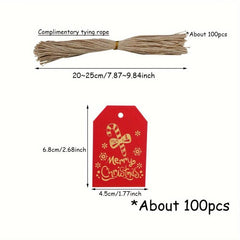 100pcs Christmas Merry Stamping Hanging Tag Gift Packaging Paper Label