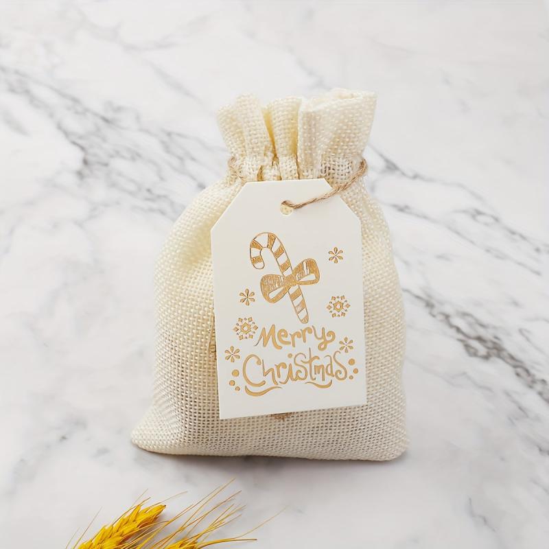 100pcs Christmas Merry Stamping Hanging Tag Gift Packaging Paper Label