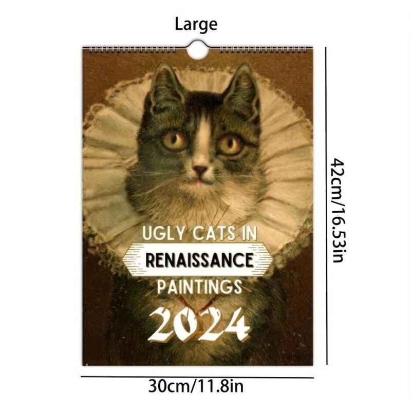Funny Renaissance Cat Wall Calendar - 12 Month Ugly Cat Pictures