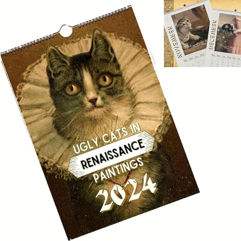 Funny Renaissance Cat Wall Calendar - 12 Month Ugly Cat Pictures