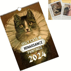 Funny Renaissance Cat Wall Calendar - 12 Month Ugly Cat Pictures