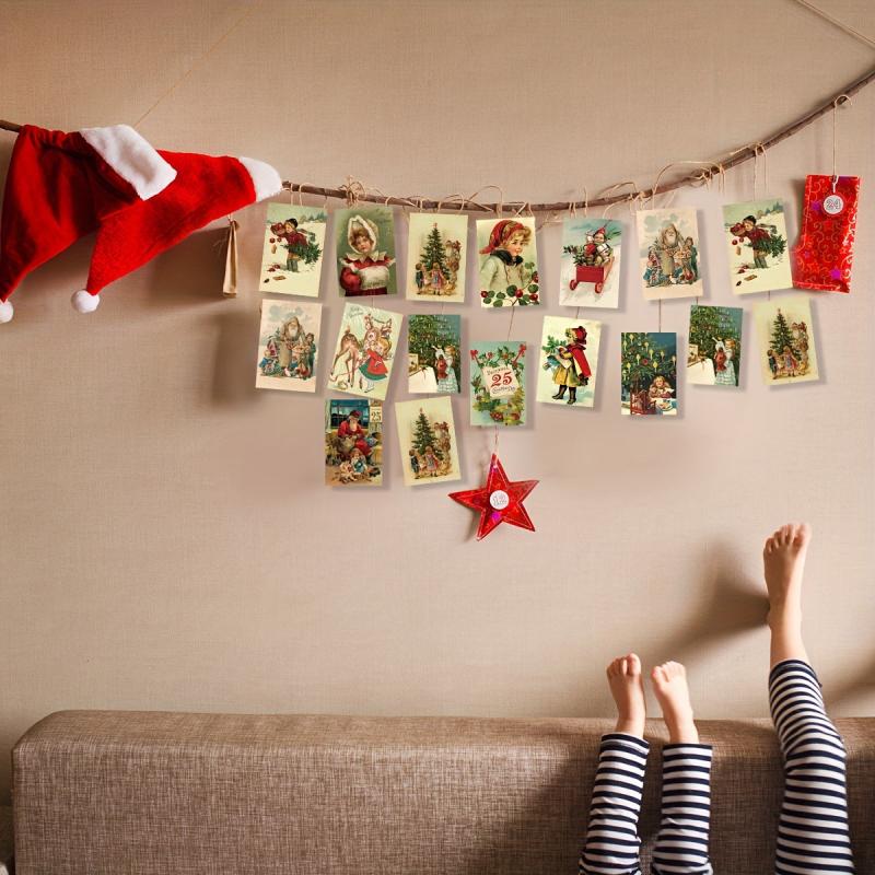 12pcs Christmas Vintage Postcards Merry Christmas Greeting Cards