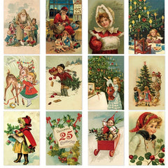12pcs Christmas Vintage Postcards Merry Christmas Greeting Cards