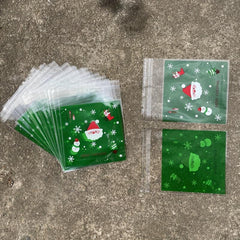 100pcs Santa Claus Snowflake Gift Ziplock Bag for Candy Decoration