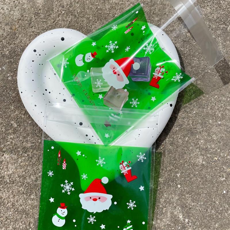 100pcs Santa Claus Snowflake Gift Ziplock Bag for Candy Decoration