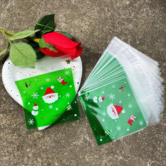 100pcs Santa Claus Snowflake Gift Ziplock Bag for Candy Decoration