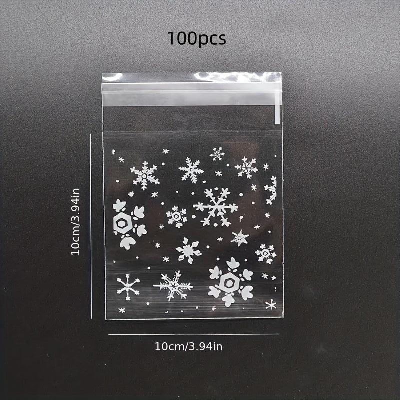 100pcs Snowflake Christmas Candy Bag Self-sealing Food Packaging Biscuit Gift