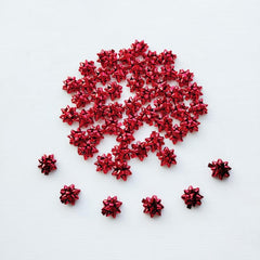 50 Mini Christmas Bows - 2 Metallic Star Gift Bow - Self Adhesive Bows