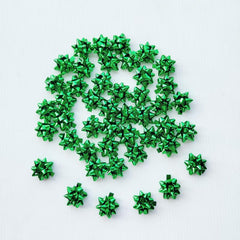 50 Mini Christmas Bows - 2 Metallic Star Gift Bow - Self Adhesive Bows