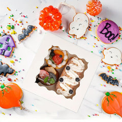 25pcs Christmas Cake Boxes Bread Boxes With Windows 20.32x20.32x6.35 cm