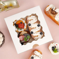 25pcs Christmas Cake Boxes Bread Boxes With Windows 20.32x20.32x6.35 cm