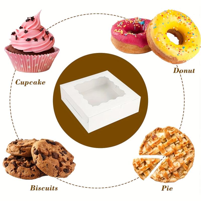 25pcs Christmas Cake Boxes Bread Boxes With Windows 20.32x20.32x6.35 cm