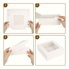 25pcs Christmas Cake Boxes Bread Boxes With Windows 20.32x20.32x6.35 cm