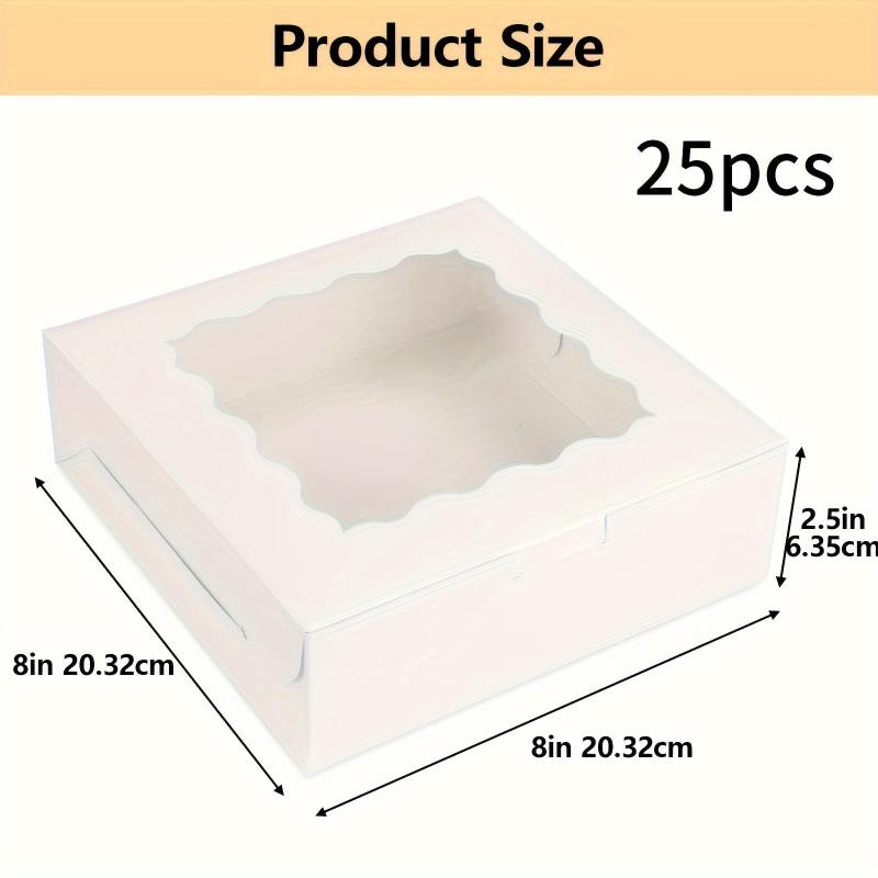 25pcs Christmas Cake Boxes Bread Boxes With Windows 20.32x20.32x6.35 cm