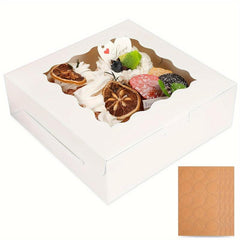 25pcs Christmas Cake Boxes Bread Boxes With Windows 20.32x20.32x6.35 cm