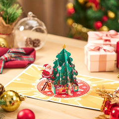 1pc Merry Christmas Pop Up Card Christmas Tree And Santa Greeting Card